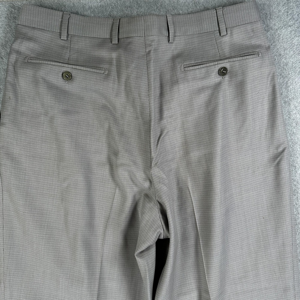 Zanella Austin Dress Pants Mens 35x28 Gray Check Pleated Cuffed Made In Italy - Picture 8 of 12